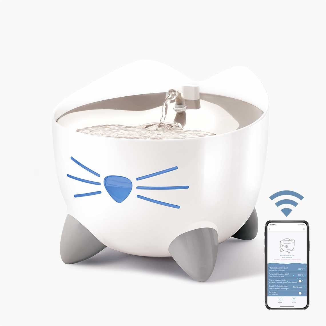 Catit Pet Supplies Catit Pixi Smart Fountain with Stainless Steel Top 2L - White