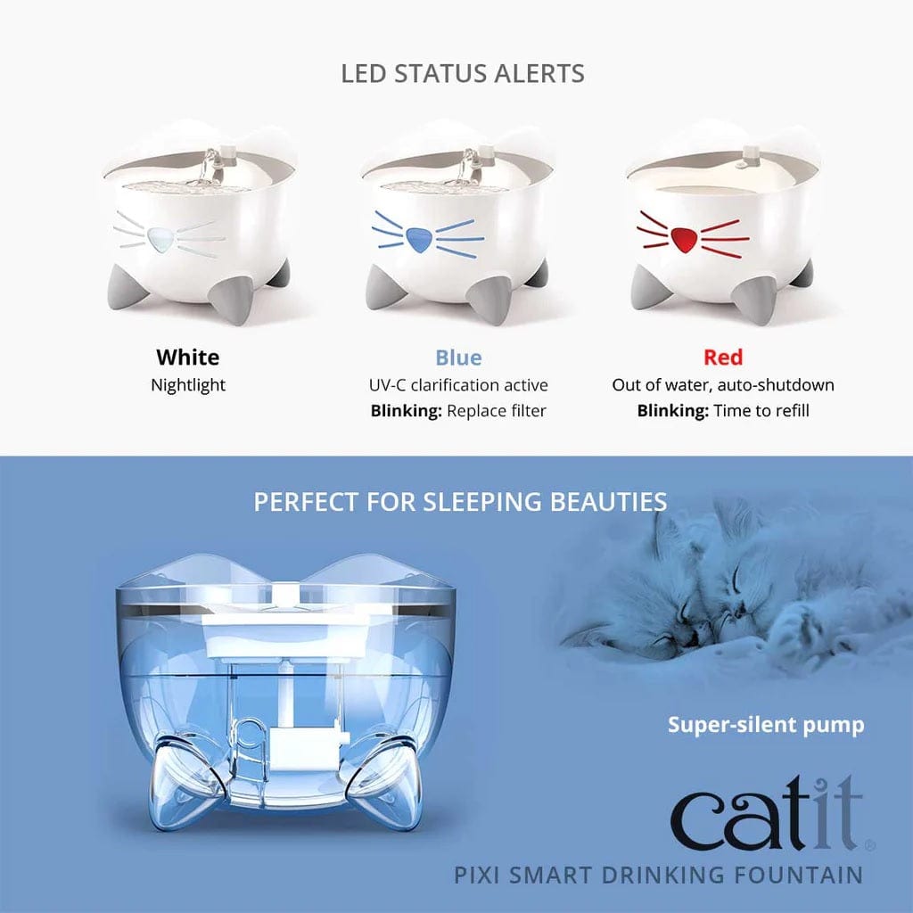 Catit Pet Supplies Catit Pixi Smart Fountain with Stainless Steel Top 2L - White
