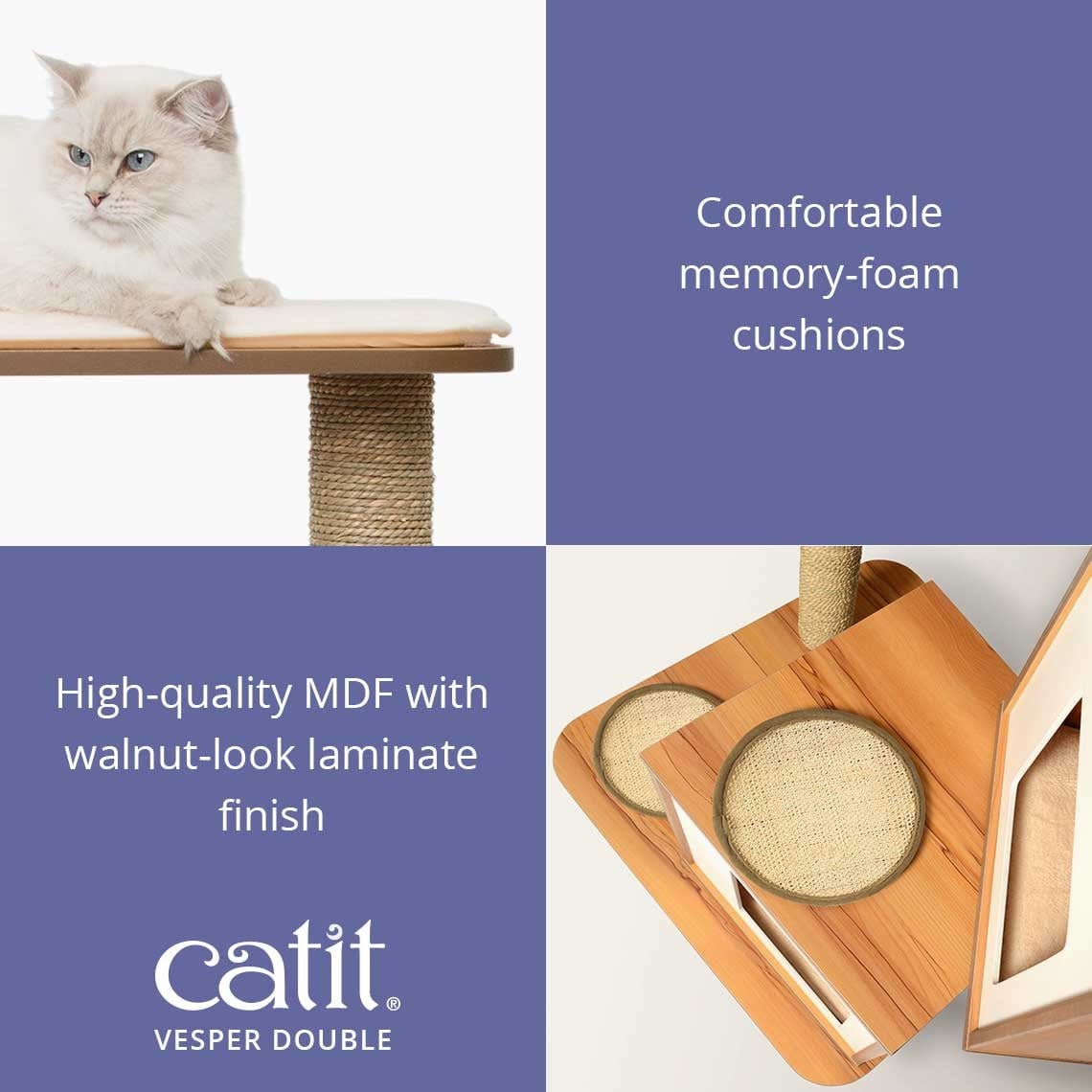 Catit Pet Supplies Catit Premium Cat Furniture V-Double - Walnut