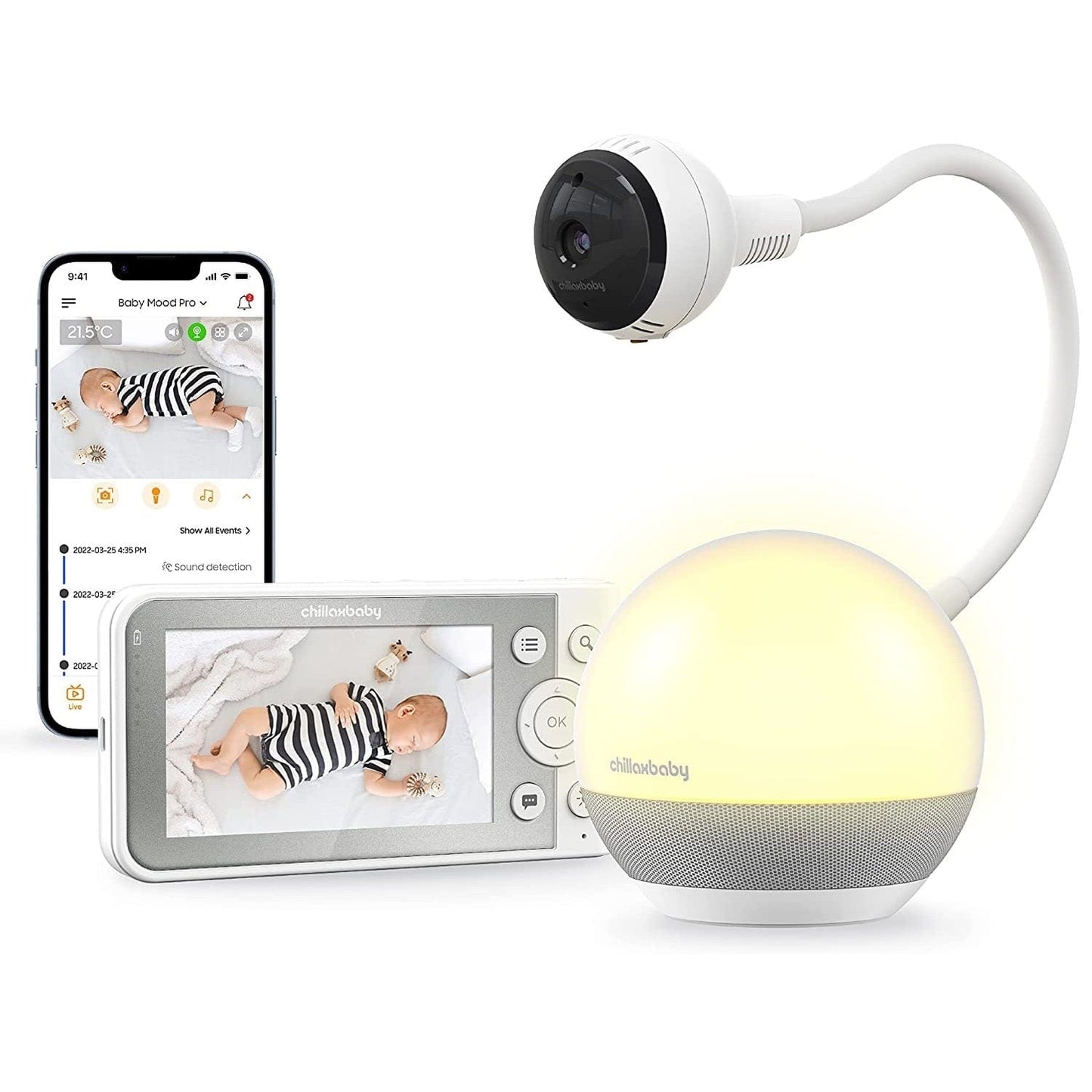 Chillaxbaby Babies ChillaxBaby Baby Mood Pro with Gooseneck Camera and 4.3" Baby Monitor