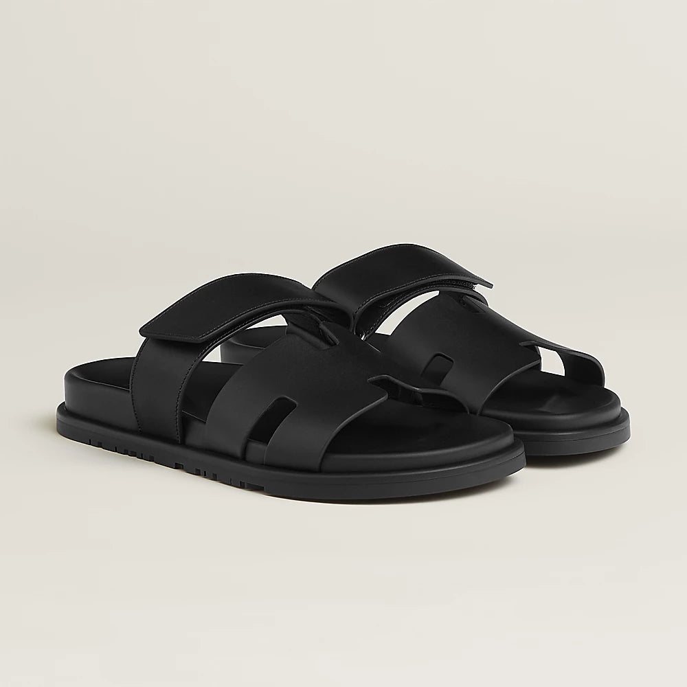 Hermes Chypre Sandals "Black Leather"