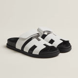 Hermes Chypre Sandals "White Leather"