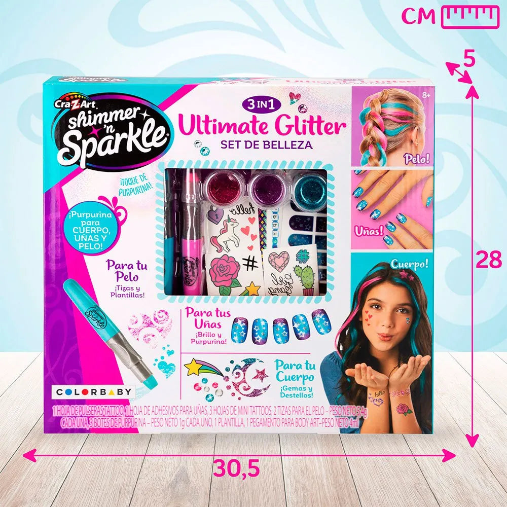 Shimmer N Sparkle - 3 in 1 Ultimate Glitter Beauty Set