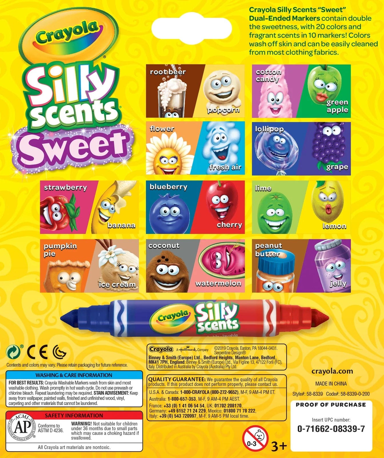 Crayola Art & Craft Kits Crayola Silly Scents Sweet & Stinky Washable Broad Line Markers 20pc