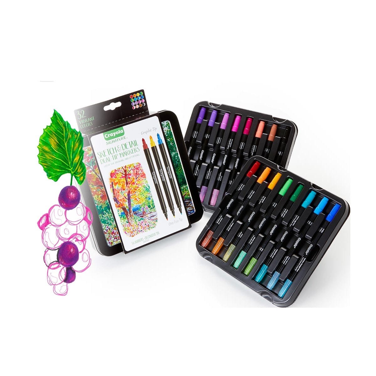 Crayola Toys Crayola - Signature Sketch & Detail Dual Ended Markers, 16 Count