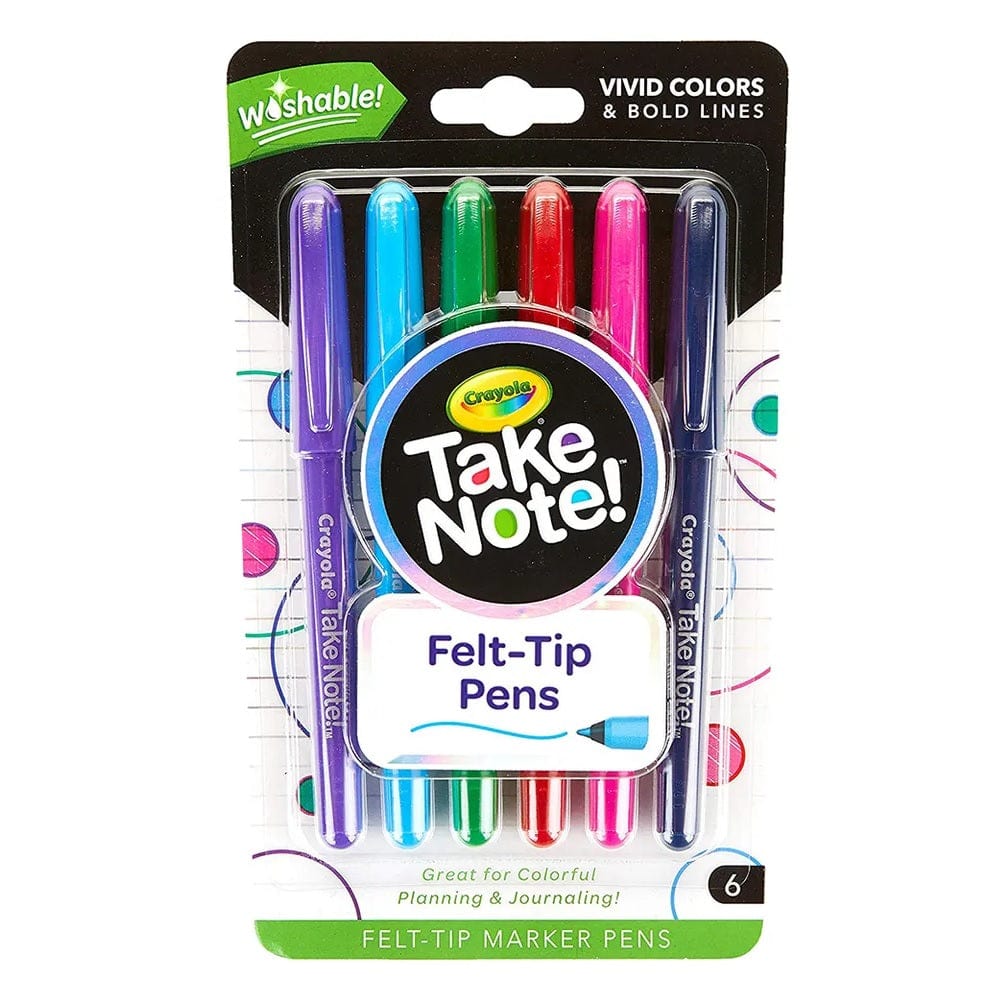 Crayola Toys Crayola - Take Note Washable Felt Tip Pens, Pack of 6