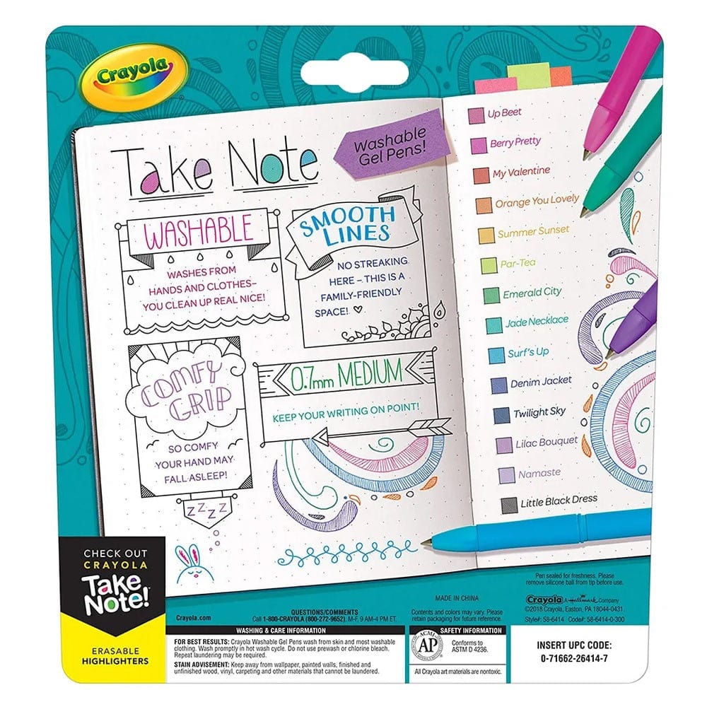 Crayola Toys Crayola - Take Note! Washable Gel Pens, Pack of 14
