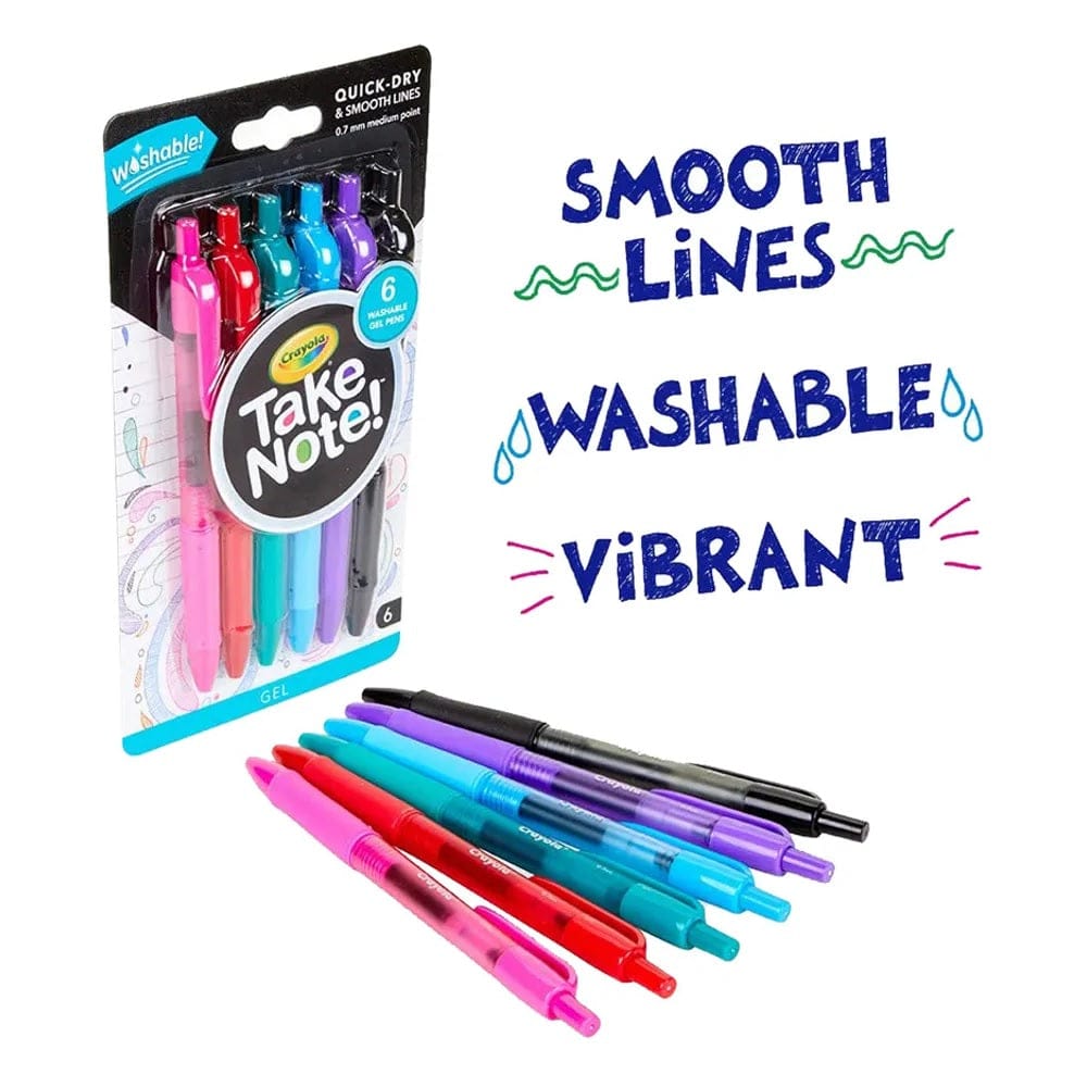 Crayola Toys Crayola - Take Note! Washable Gel Pens, Pack of 6