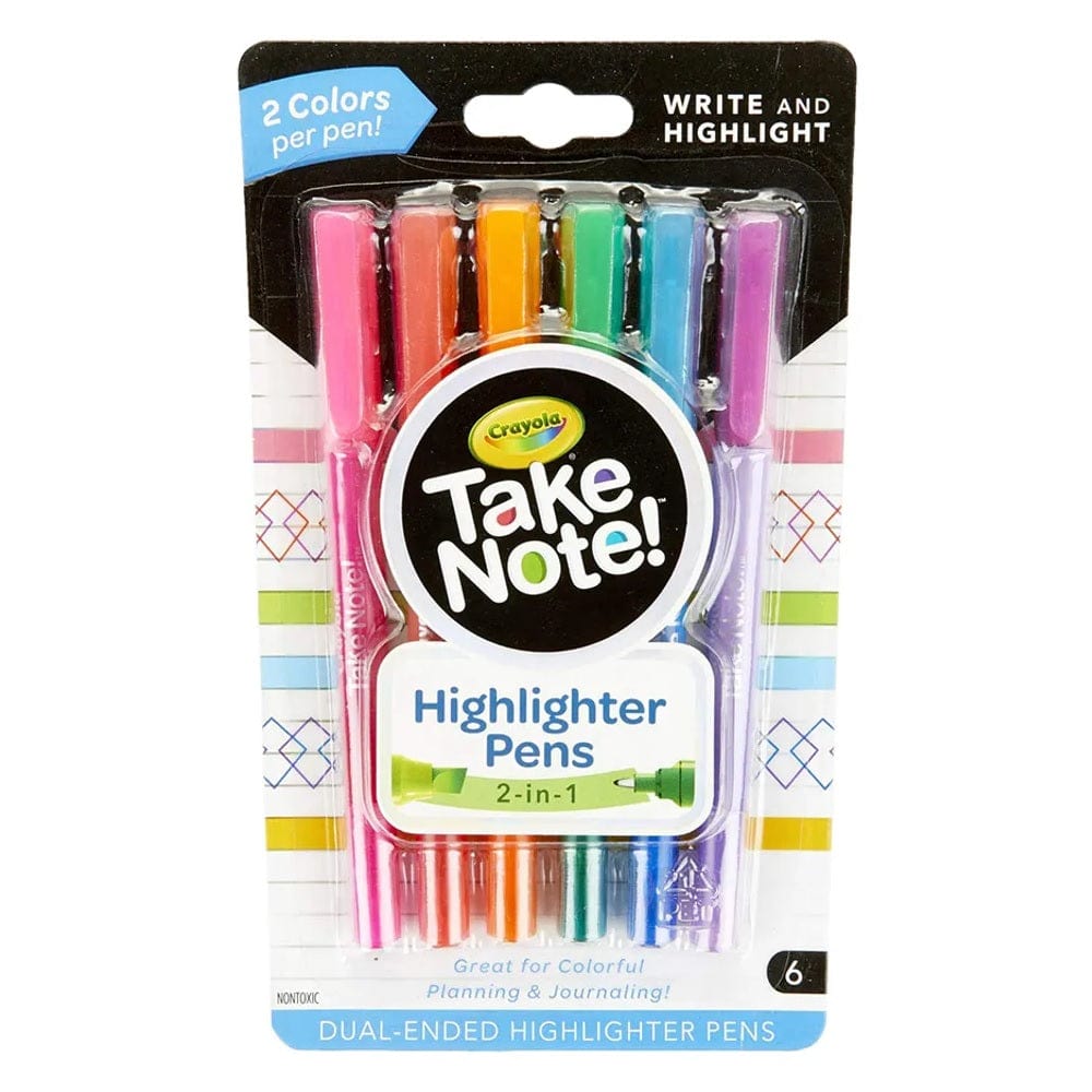 Crayola Toys Crayola - Take Note! Write & Highlight Pens, Pack of 6