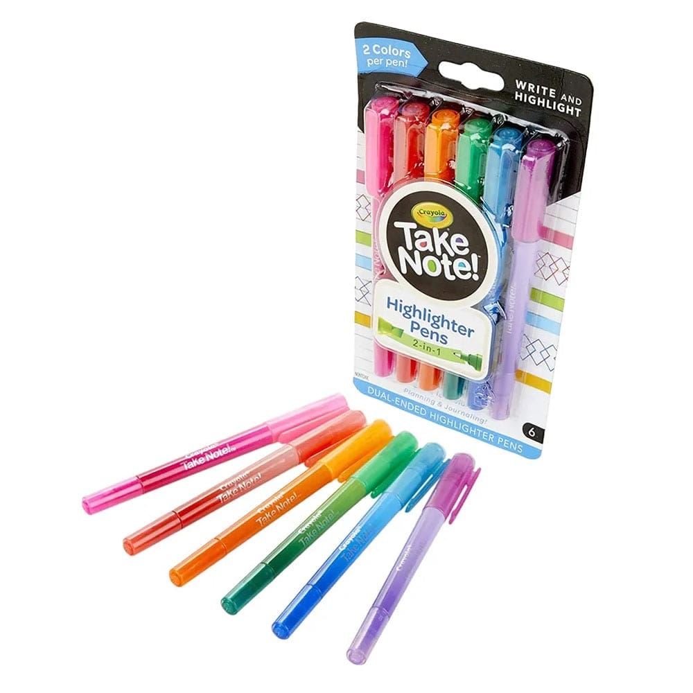 Crayola Toys Crayola - Take Note! Write & Highlight Pens, Pack of 6