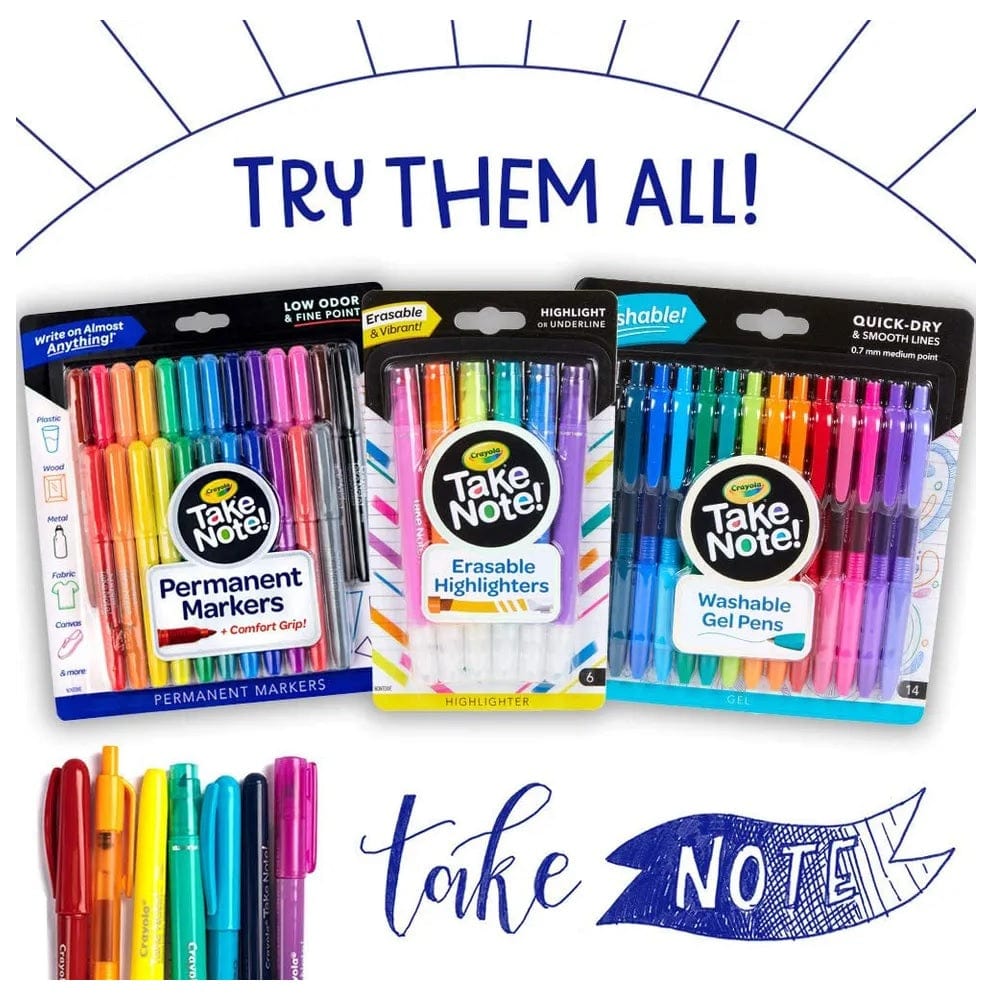 Crayola Toys Crayola - Take Note! Write & Highlight Pens, Pack of 6