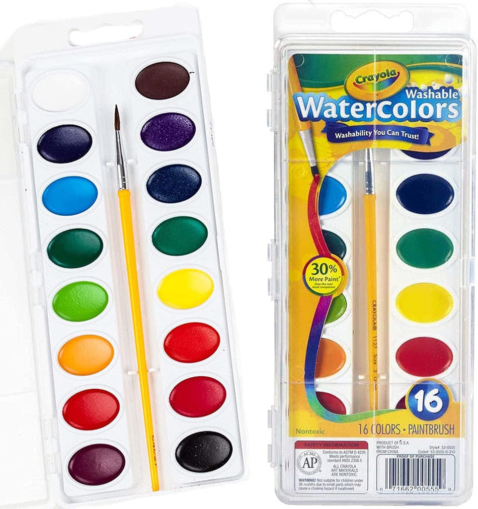 Crayola Toys Crayola Washable Watercolor Pans with Plastic Handled Brush 16pc