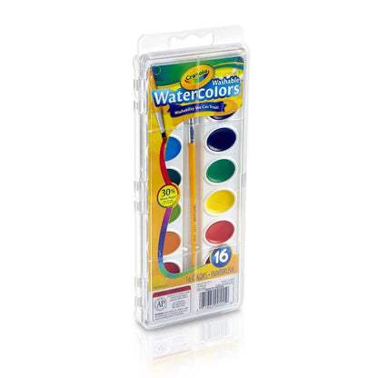 Crayola Toys Crayola Washable Watercolor Pans with Plastic Handled Brush 16pc
