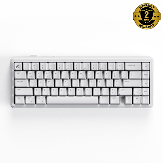 Cybeart Akula 65 - Compact 65% Tri-Mode Wireless RGB Gaming Keyboard - White