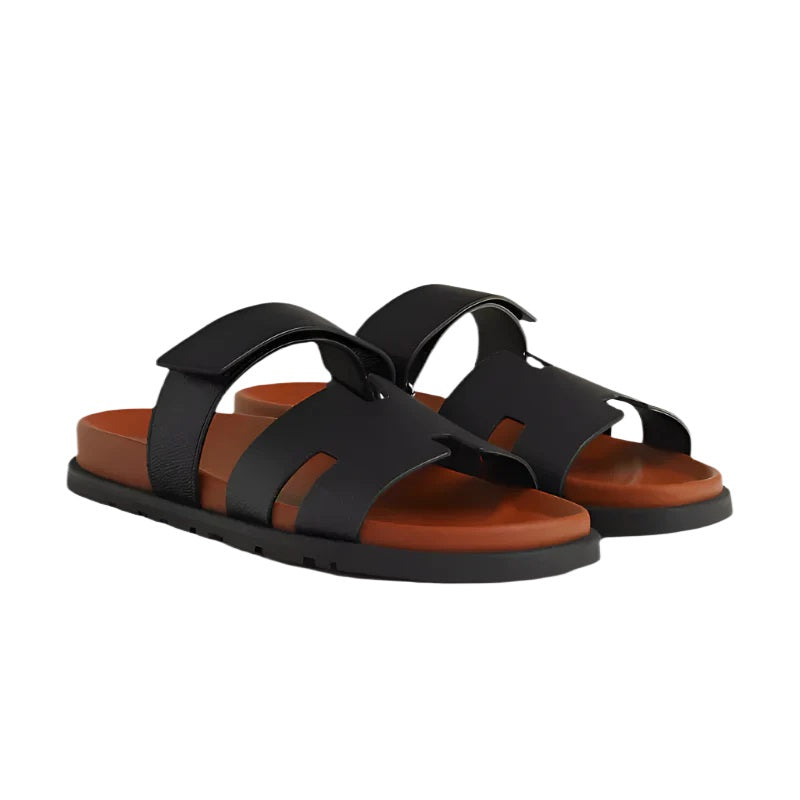 Hermes Chypre Sandals "Black / Natural" - 43 EU