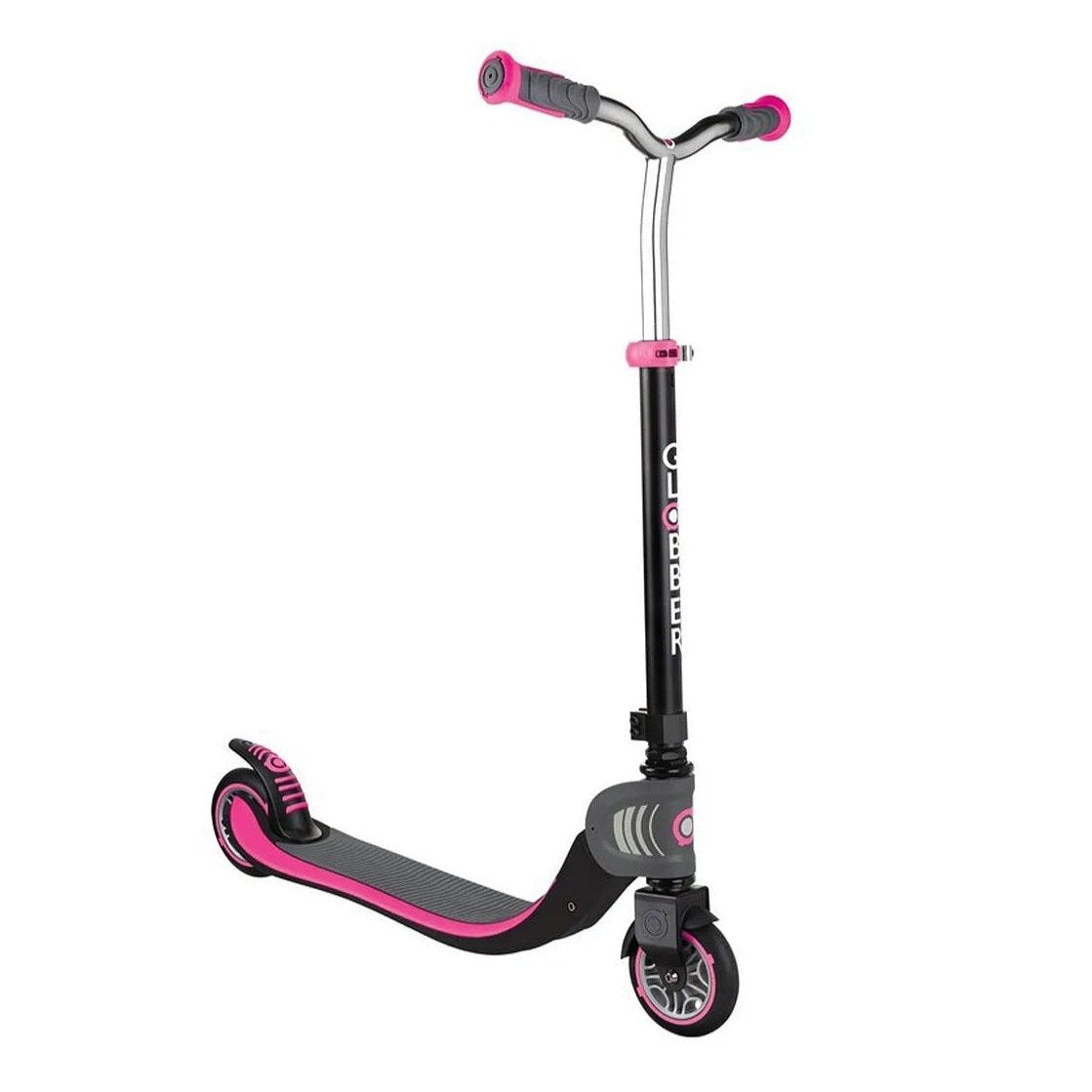 Globber - Foldable Flow 125 Deep Pink Scooter - Adjustable 2-Wheel for Kids 5+, ABEC 5 Bearings, Self-Standing Mode