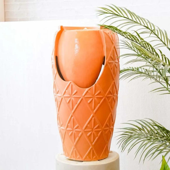 Danube Home & Kitchen Ceramic Pot Fountain – With Light
