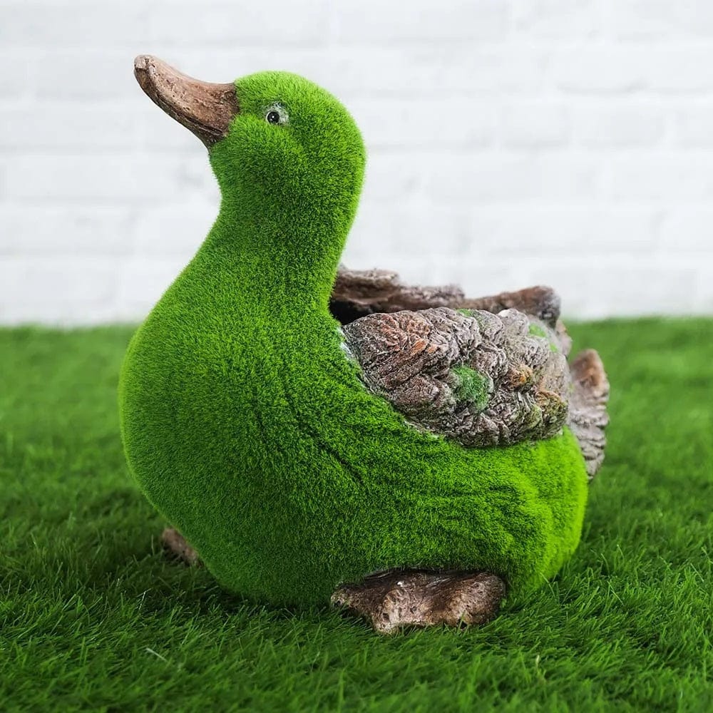 Danube Home & Kitchen Duck Planter Flocked With Green