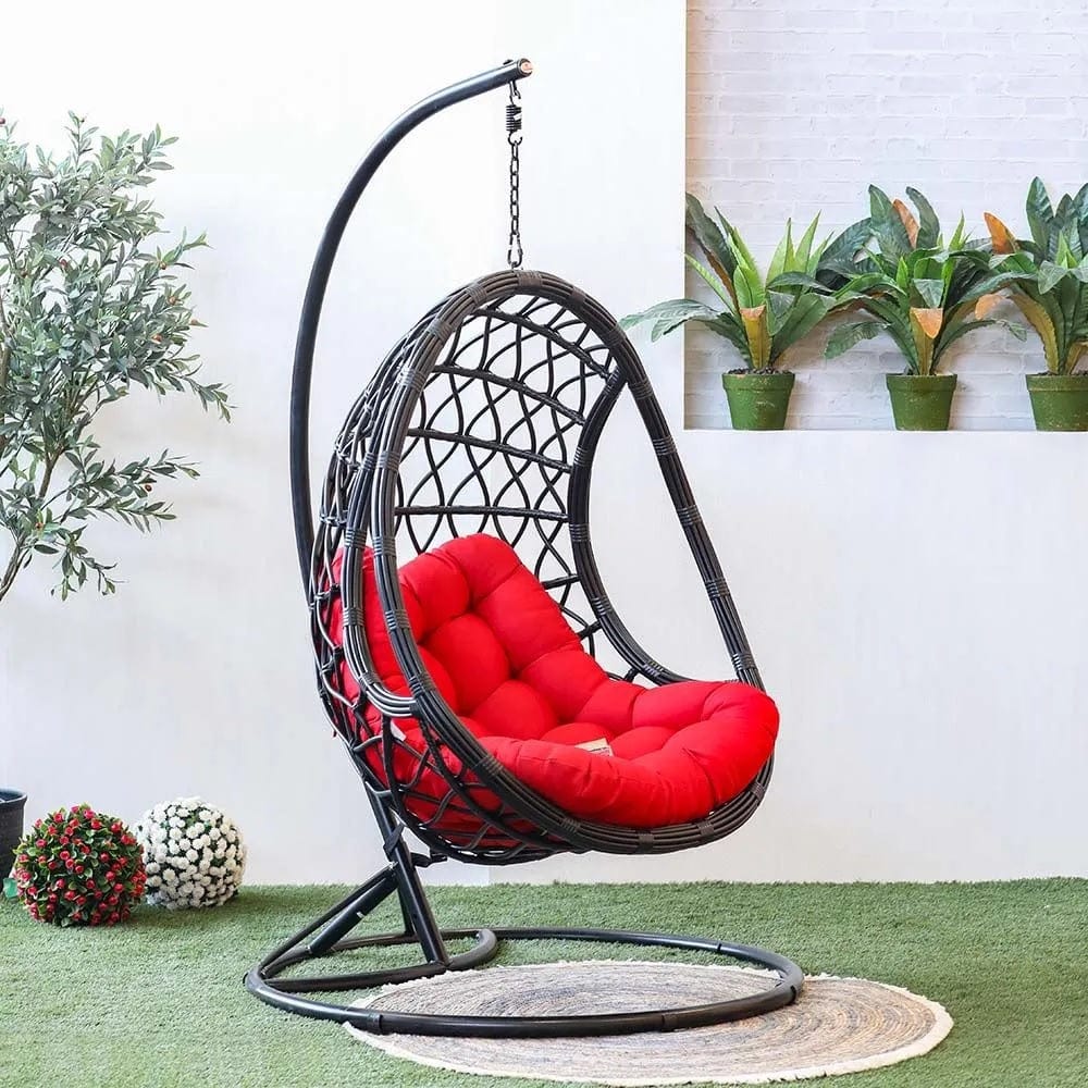 Danube Home & Kitchen Julia Rattan Swing Chair - Red