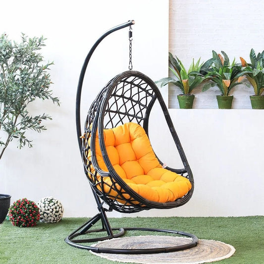 Danube Home & Kitchen Julia Rattan Swing Chair - Yellow