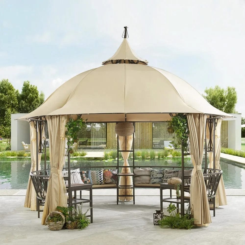 Danube Home & Kitchen Luxury Round Gazebo With 12-Seater Bench