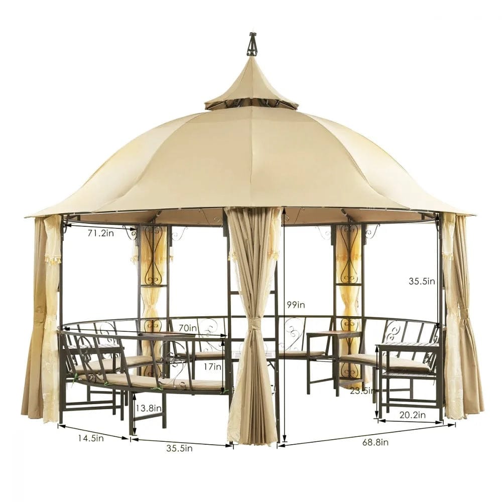 Danube Home & Kitchen Luxury Round Gazebo With 12-Seater Bench