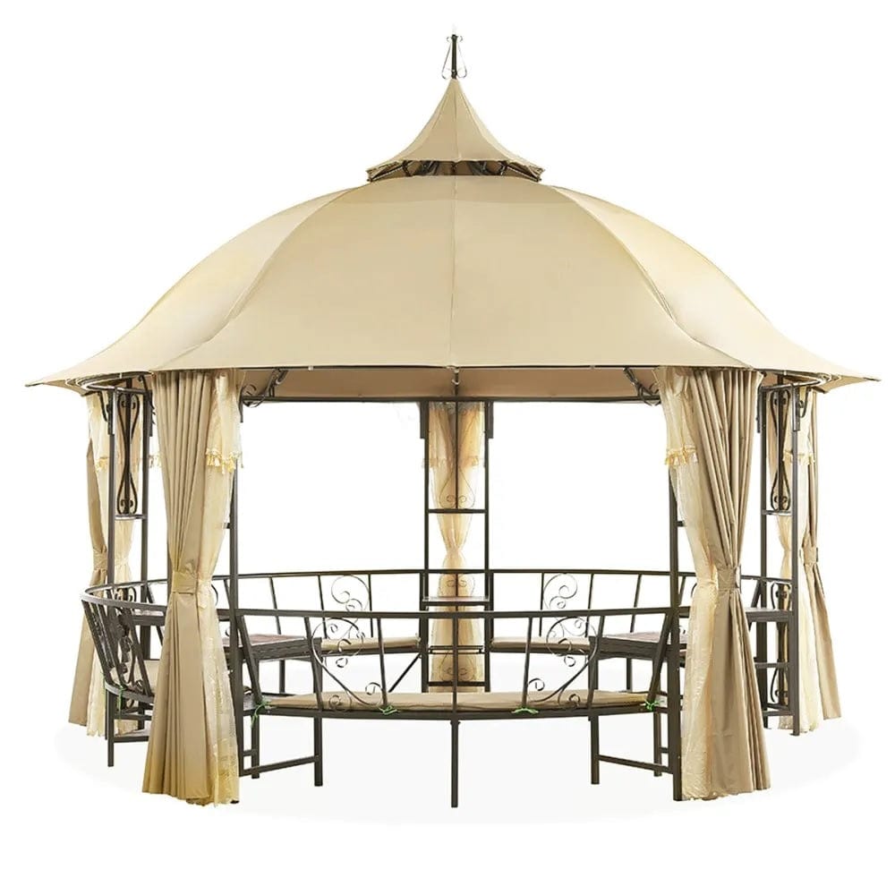 Danube Home & Kitchen Luxury Round Gazebo With 12-Seater Bench