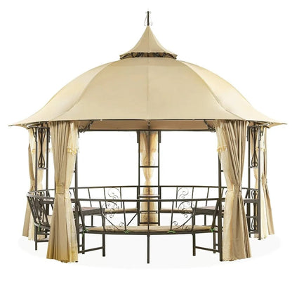 Danube Home & Kitchen Luxury Round Gazebo With 12-Seater Bench