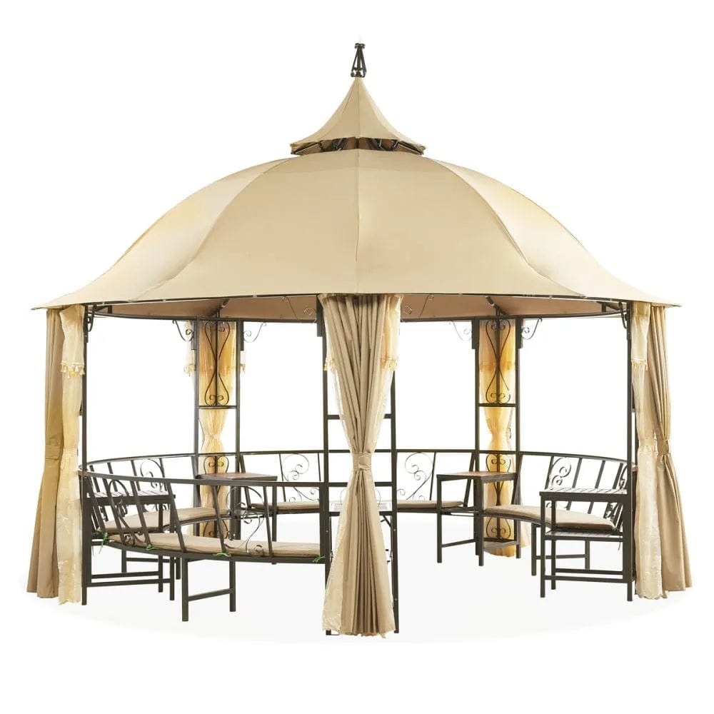 Danube Home & Kitchen Luxury Round Gazebo With 12-Seater Bench