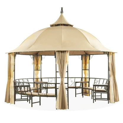 Danube Home & Kitchen Luxury Round Gazebo With 12-Seater Bench