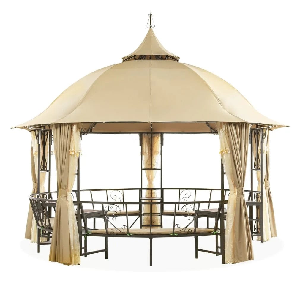 Danube Home & Kitchen Luxury Round Gazebo With 12-Seater Bench