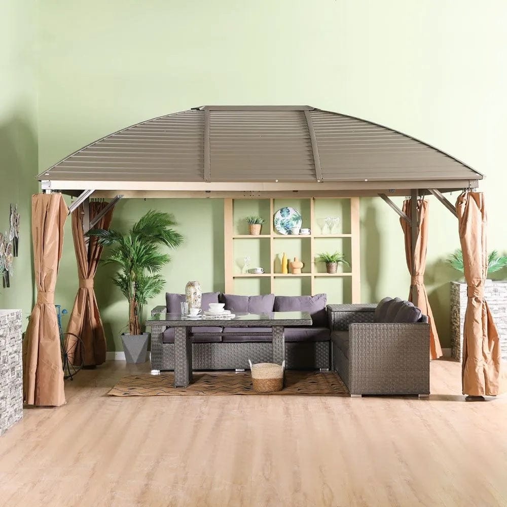 Danube Home & Kitchen Montero Metal Gazebo- Gold