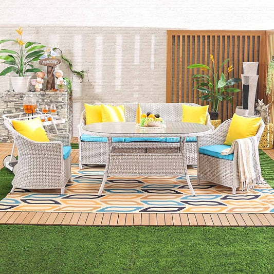 Danube Home & Kitchen Venus 5-Seater Outdoor Sofa Set - White