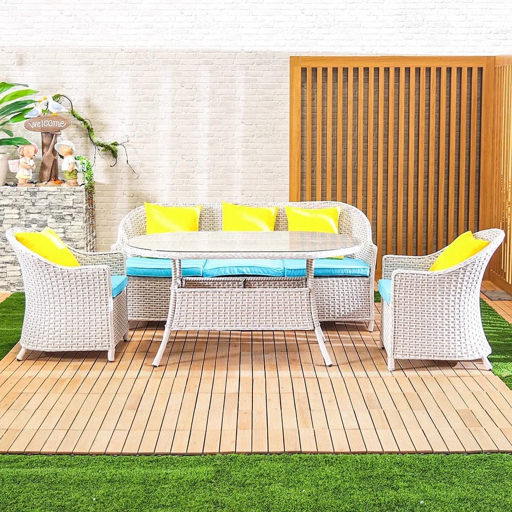 Danube Home & Kitchen Venus 5-Seater Outdoor Sofa Set - White
