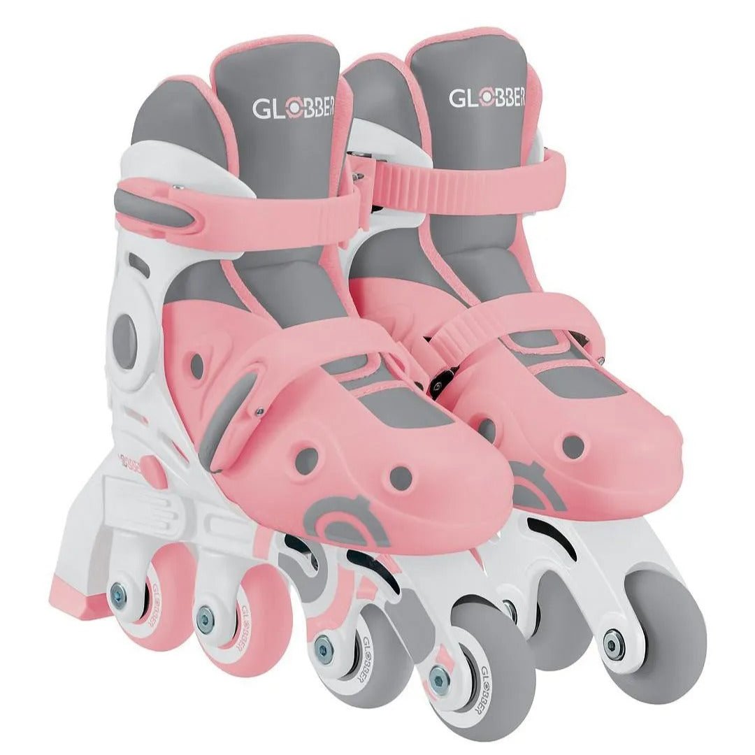 Globber - 2 IN 1 Learning Inline Skates, Durable, Comfy Boots, And High-quality Wheels, 5 Years+, 60 x 44.5 x 31.5 cm - Pastel Pink