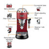 De'Longhi Appliances De'Longhi Dedica Style Pump Espresso Coffee Machine - Red