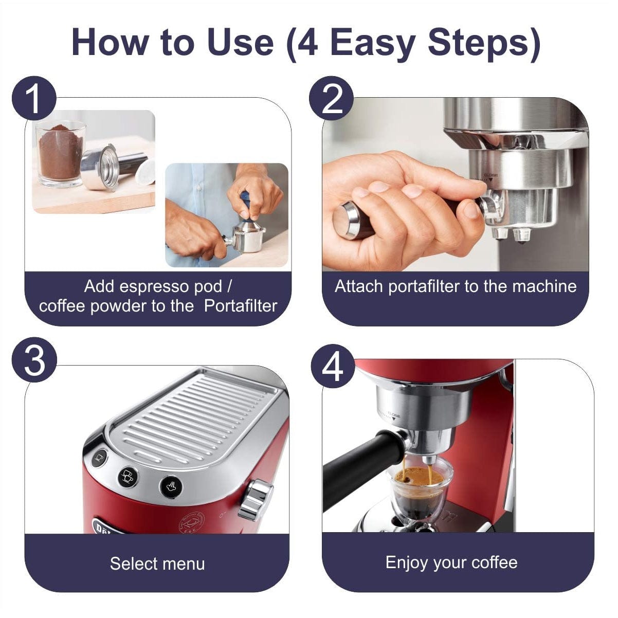 De'Longhi Appliances De'Longhi Dedica Style Pump Espresso Coffee Machine - Red
