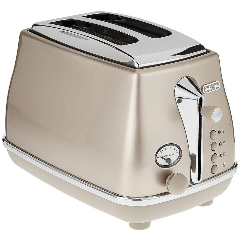 DeLonghi 2 Slice Icona Metallics Toaster Beige flitit