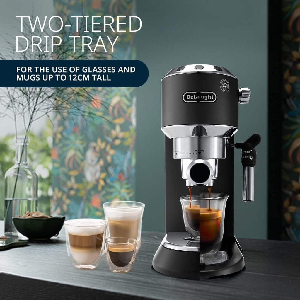 DeLonghi Dedica Style Pump Espresso Coffee Machine - Black – flitit