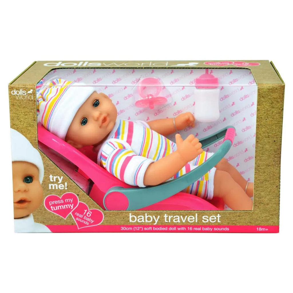 Dolls World Dolls Baby Travel Set - 30Cm (12"") Soft Bodied Doll- 16 Real Baby Sounds