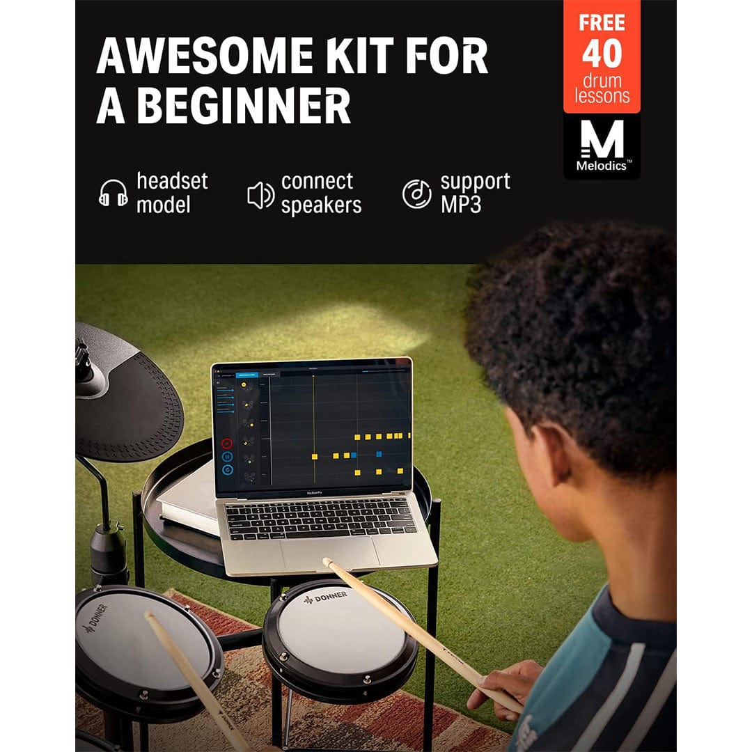 Donner drum kits Donner - DED-80P 5 Drums 3 Cymbals with Drum Throne/ Sticks - EC6756