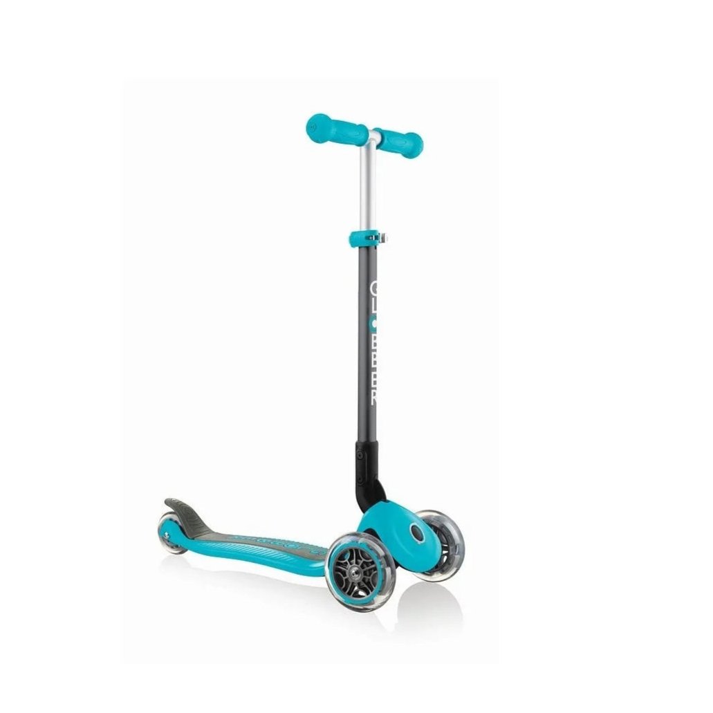 Globber - Primo Foldable Scooter for Kids, Reinforced Metal Frame, Trolley Compatible Teal