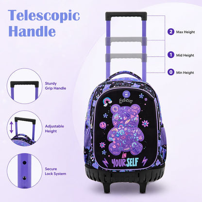 Eazy Kids - Trolley School Backpack Combo Set - Teddy Black
