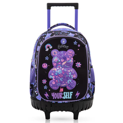 Eazy Kids - Trolley School Backpack Combo Set - Teddy Black
