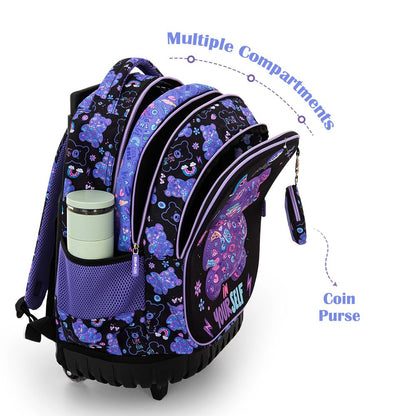 Eazy Kids - Trolley School Backpack Combo Set - Teddy Black
