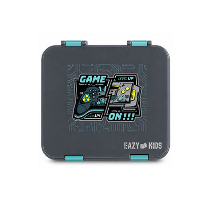 Eazy Kids - 6/4 Convertible Bento Lunch Box Set - Game On Grey - 1080 ml