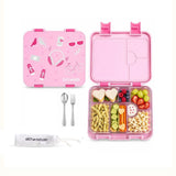 Eazy Kids 6 & 4 Convertible Bento Lunch Box w/Steel Spoon & Fork Set - Life Pink