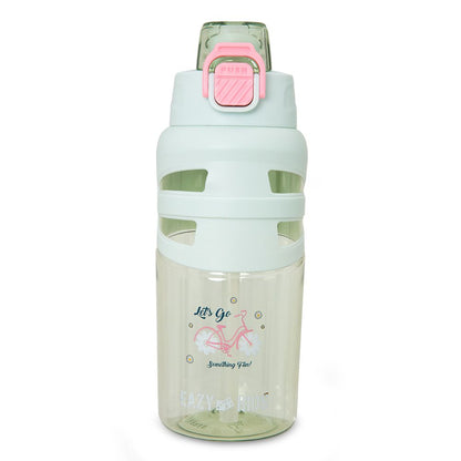 Eazy Kids - Flip Top Spout And Straw Water Bottle - Bicycle Mint - 750 ml