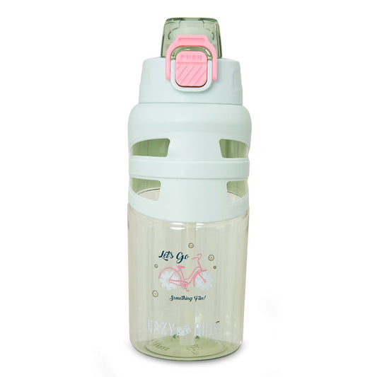 Eazy Kids - Flip Top Spout And Straw Water Bottle - Bicycle Mint - 750 ml