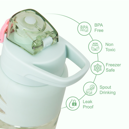 Eazy Kids - Flip Top Spout And Straw Water Bottle - Bicycle Mint - 750 ml